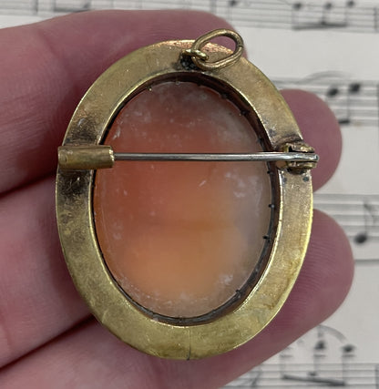 Antique French Carved Shell Cameo Virgin Mary c1920
