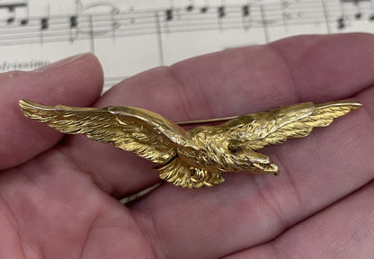 Rare Antique French Art Nouveau Gold-filled Brooch Eagle c1900