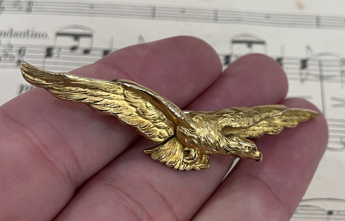 Rare Antique French Art Nouveau Gold-filled Brooch Eagle c1900
