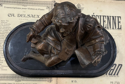 Rare Large Antique French Spelter Sculpture Denis Papin Steam Engine Inventor c1890