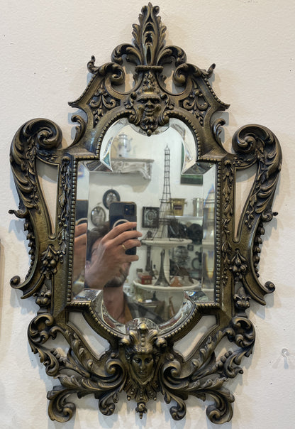Rare Large Antique French Bronze Mirror c1880