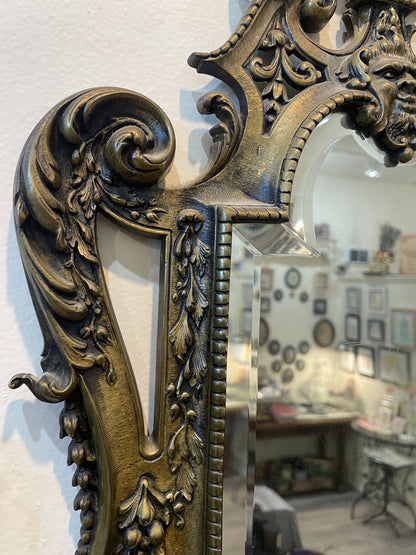 Rare Large Antique French Bronze Mirror c1880