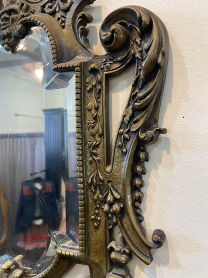 Rare Large Antique French Bronze Mirror c1880