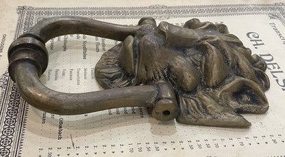 Rare Large Antique French Bronze Door Knocker Lion c1800's