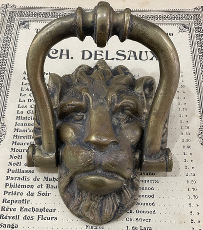 Rare Large Antique French Bronze Door Knocker Lion c1800's