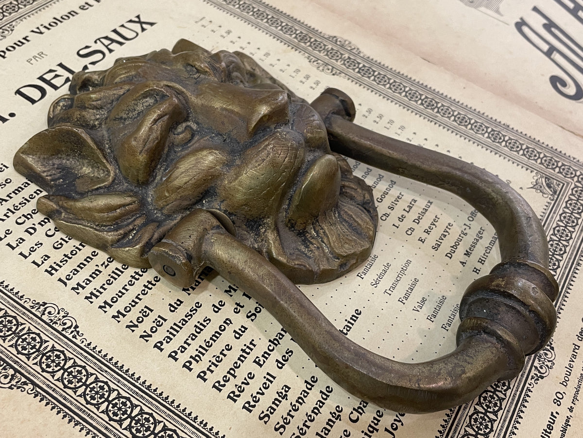 Rare Large Antique French Bronze Door Knocker Lion c1800's