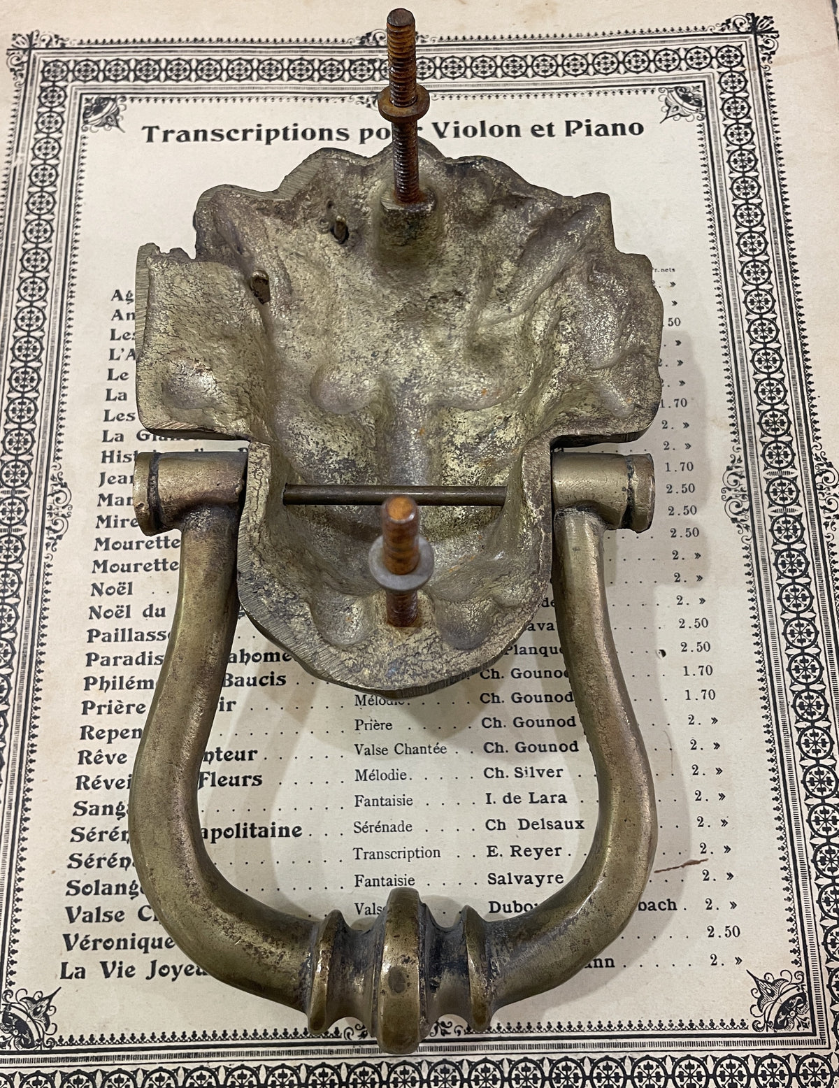Rare Large Antique French Bronze Door Knocker Lion c1800's