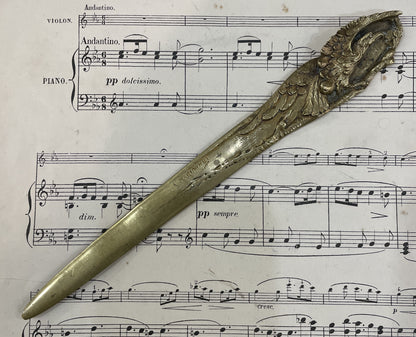 Rare Antique French Bronze Art Nouveau Letter Opener Eagle Signed Marionnet c1880