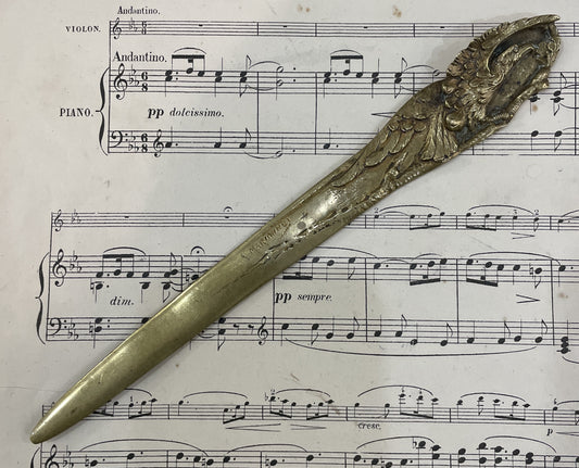 Rare Antique French Bronze Art Nouveau Letter Opener Eagle Signed Marionnet c1880