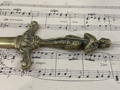 Rare Antique French Brass Art Nouveau Letter Opener Joan of Arc Sword c1900