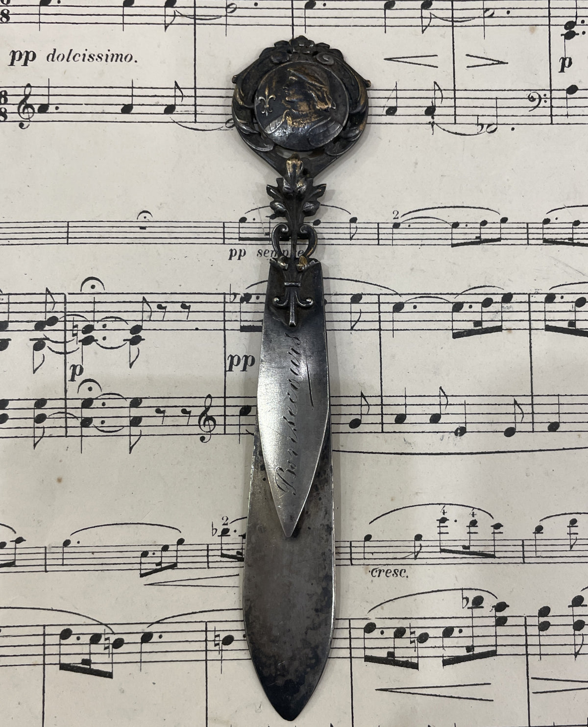 Antique French Art Nouveau Bookmark Joan of Arc c1900