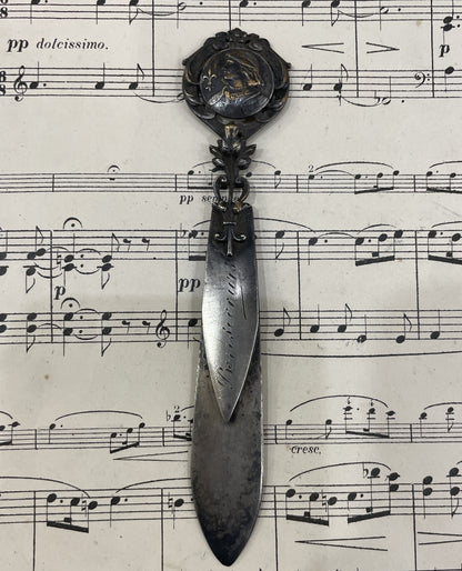 Antique French Art Nouveau Bookmark Joan of Arc c1900
