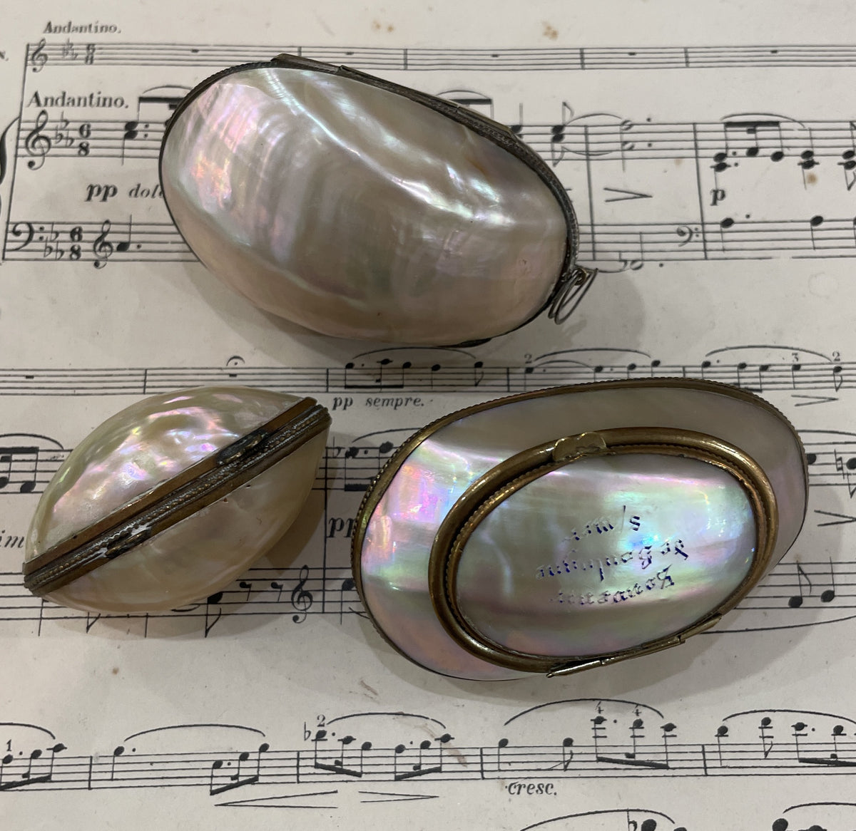 Rare Antique French Mother of Pearl Rosary Case Holder Box c1880