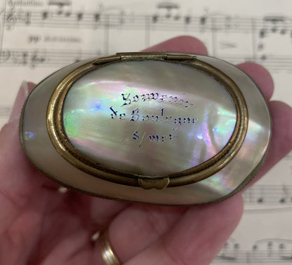 Rare Antique French Mother of Pearl Rosary Case Holder Box c1880