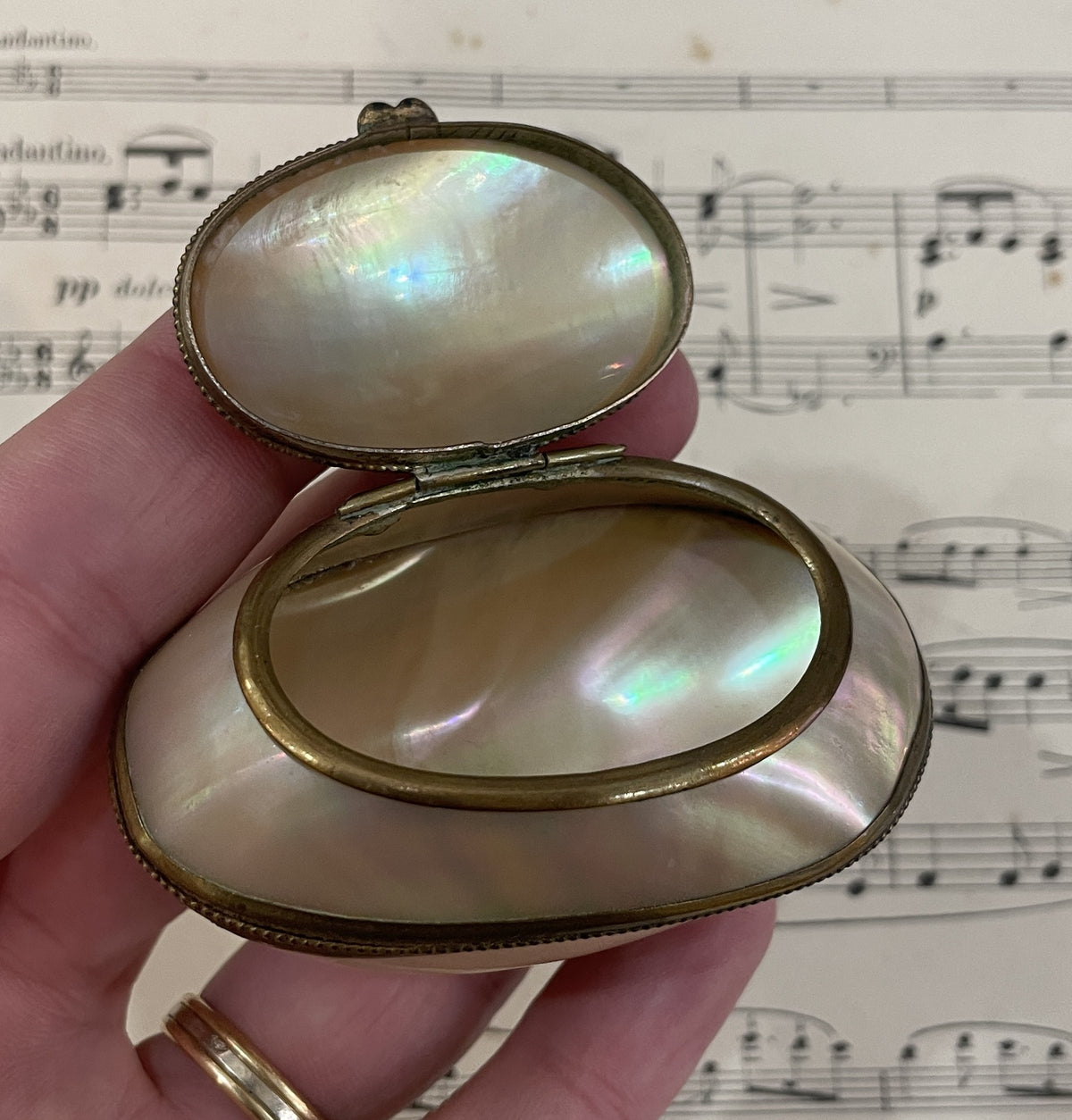 Rare Antique French Mother of Pearl Rosary Case Holder Box c1880
