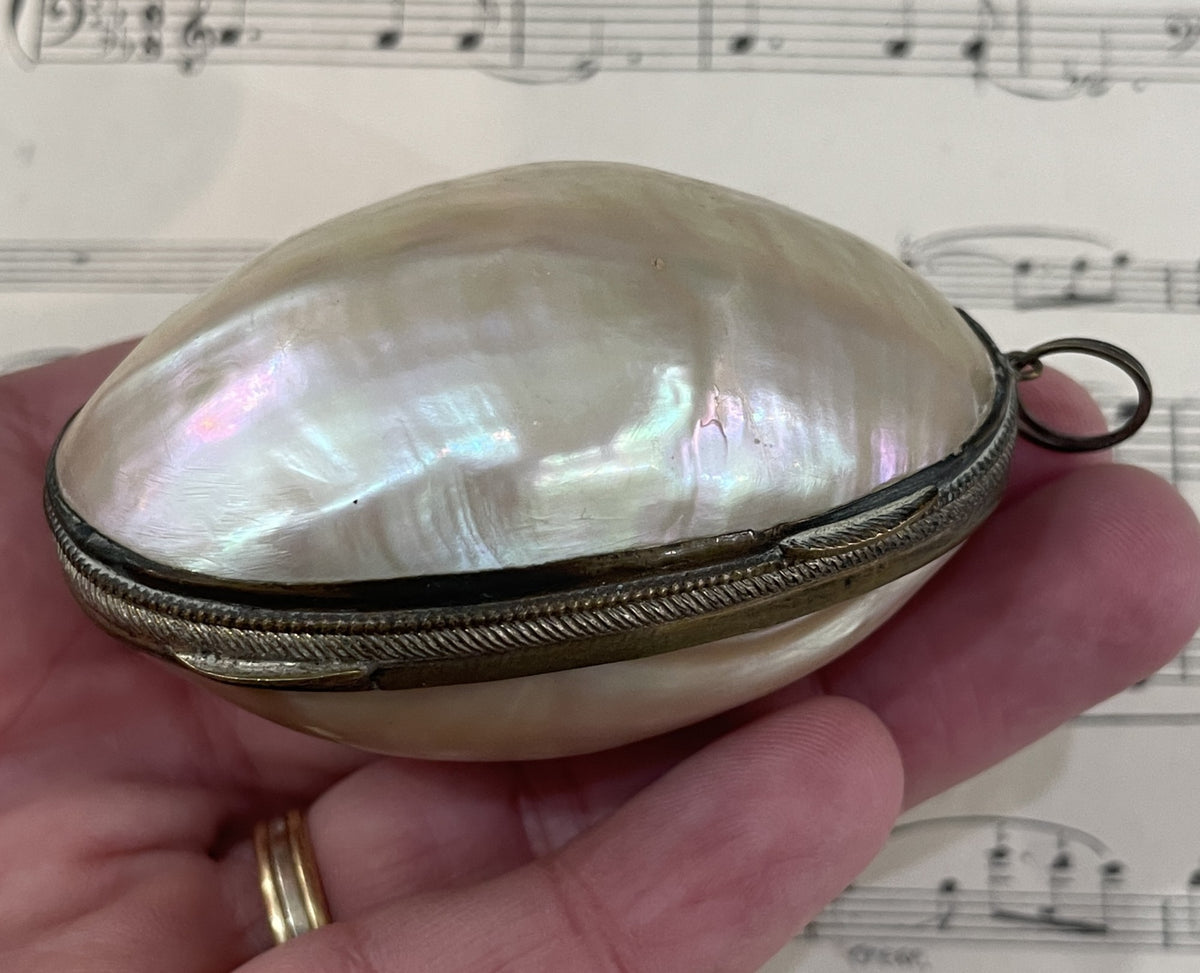 Antique French Mother of Pearl Rosary Case Holder Box c1880