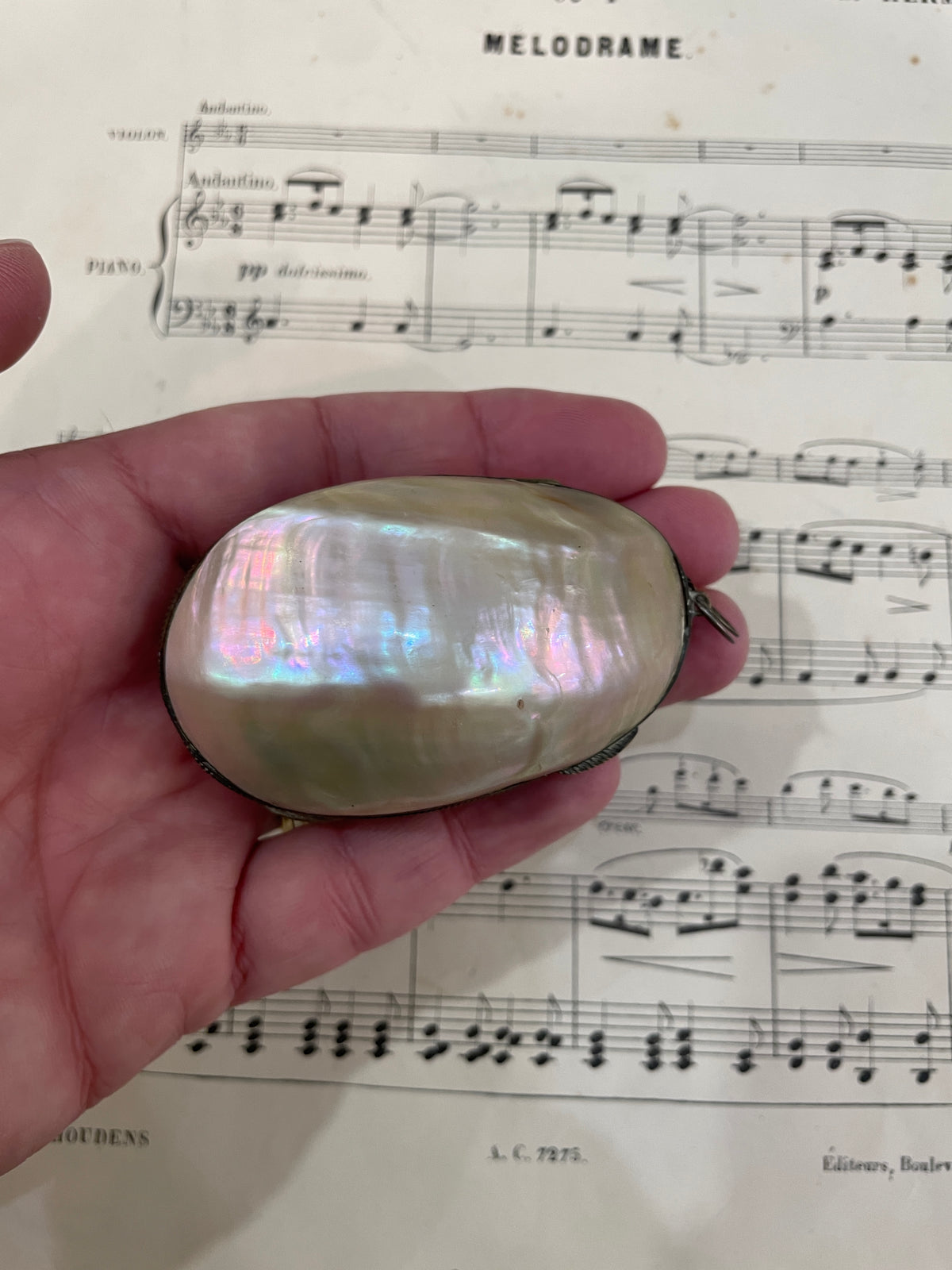 Antique French Mother of Pearl Rosary Case Holder Box c1880