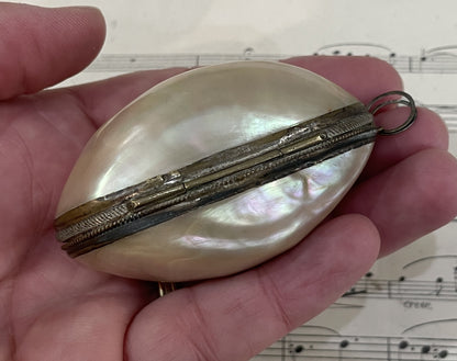 Antique French Mother of Pearl Rosary Case Holder Box c1880