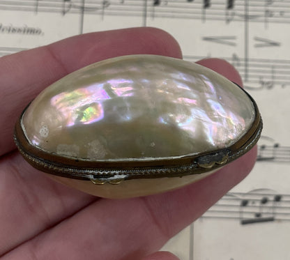 Small Antique French Mother of Pearl Rosary Case Holder Box c1880