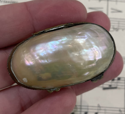 Small Antique French Mother of Pearl Rosary Case Holder Box c1880