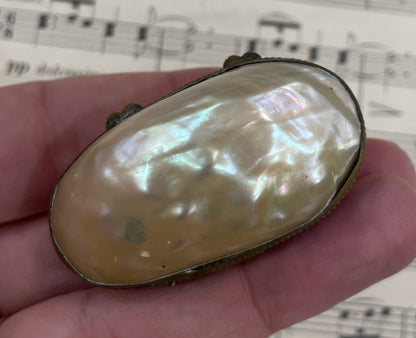 Small Antique French Mother of Pearl Rosary Case Holder Box c1880