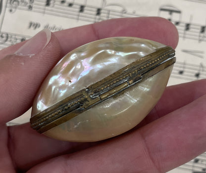 Small Antique French Mother of Pearl Rosary Case Holder Box c1880
