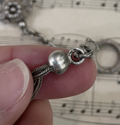 Rare Antique French Sterling Silver Pocket Watch Chain c1890