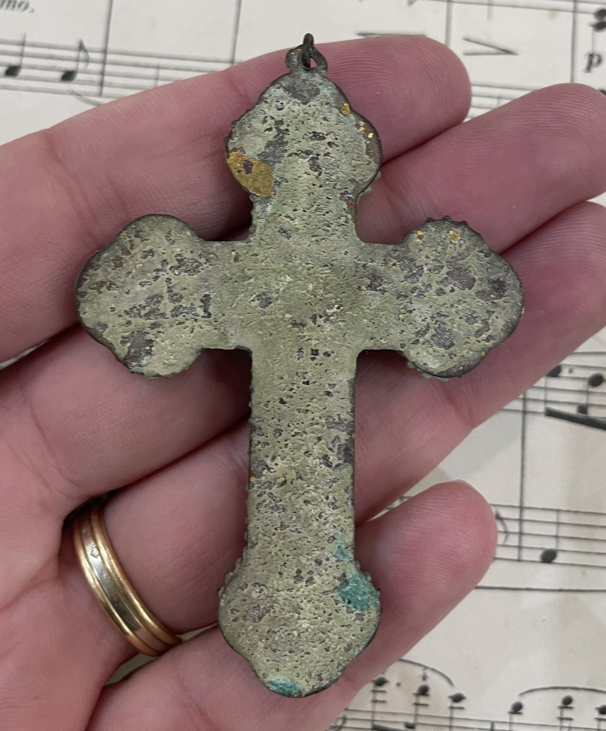 Antique Italian Micro Mosaic Micromosaic Cross Crucifix St Francis Regis c1920