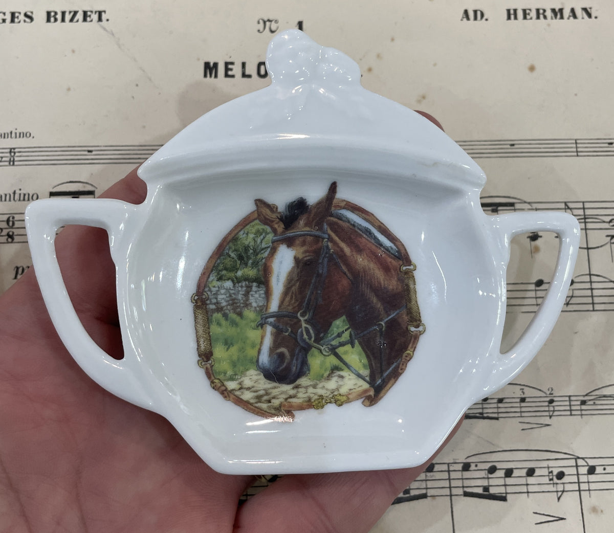 Vintage French Porcelain Tray Limoges Horse