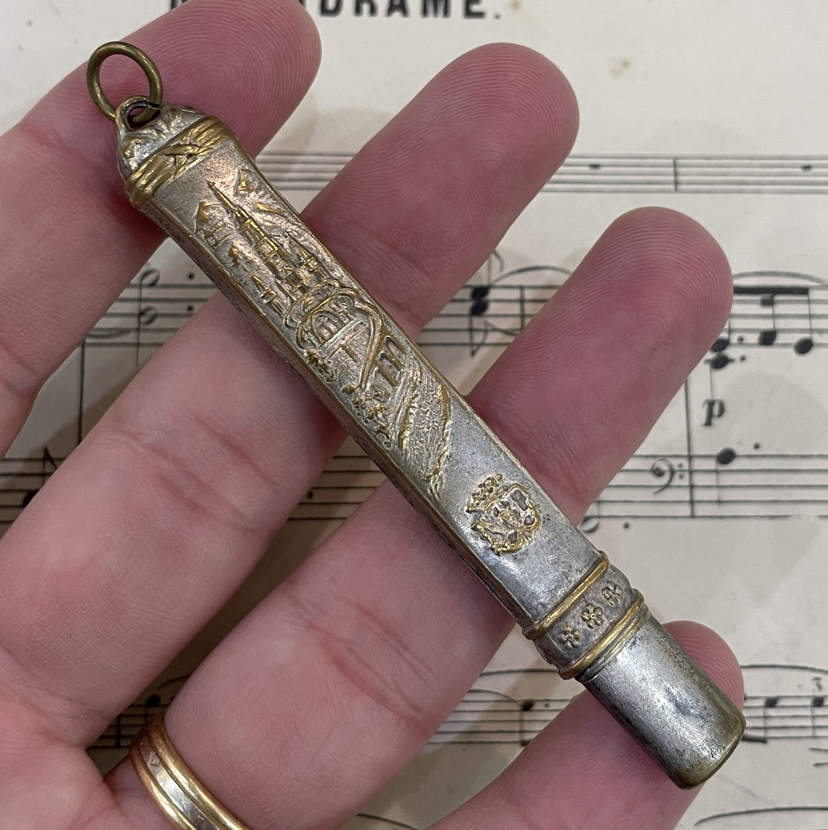 Antique French Art Nouveau Silver Plated Pencil ND de Lourdes 1920