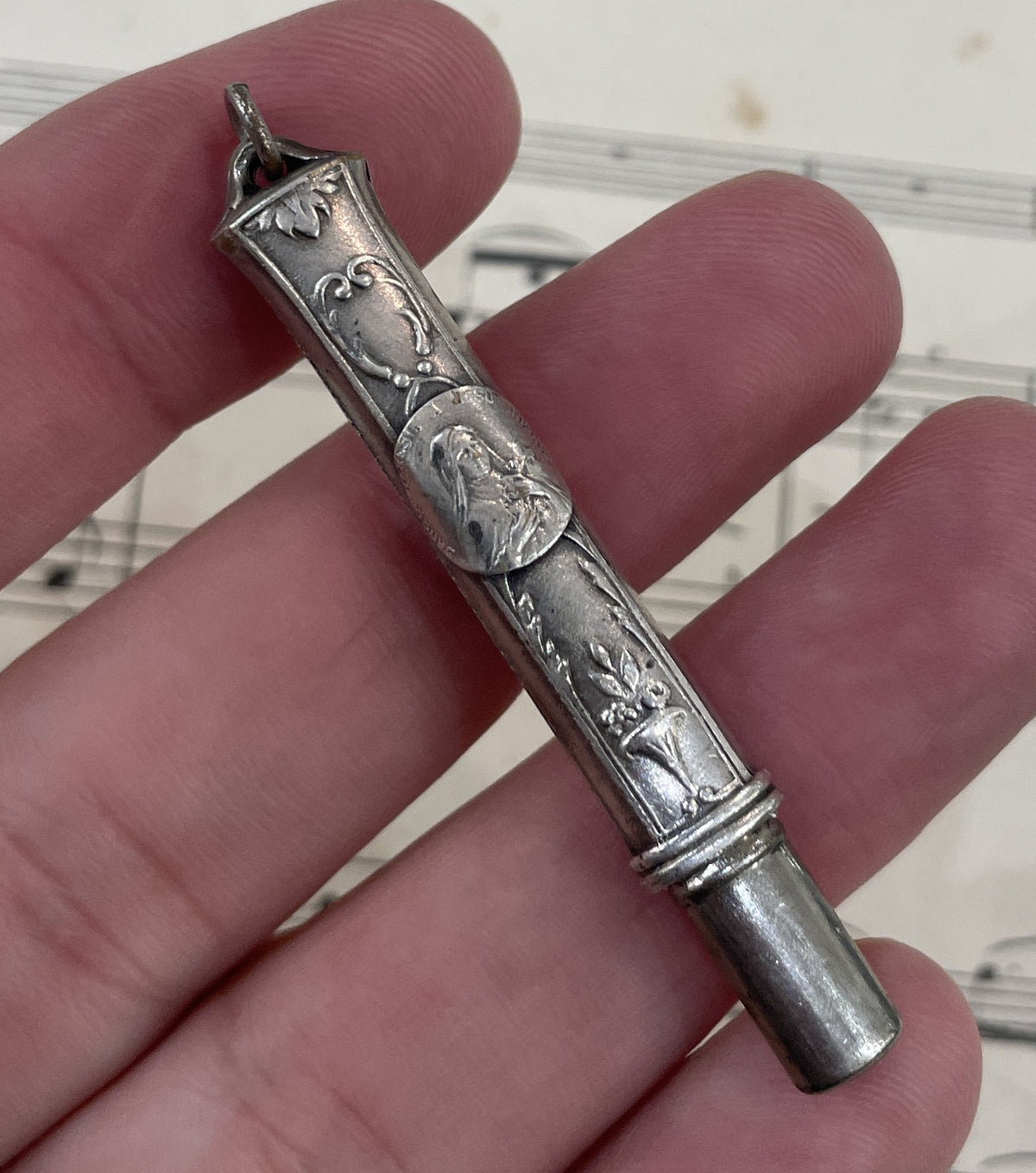 Antique French Art Nouveau Silver Plated Pencil St Therese of Lisieux 1920