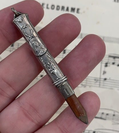 Antique French Art Nouveau Silver Plated Pencil St Therese of Lisieux 1920