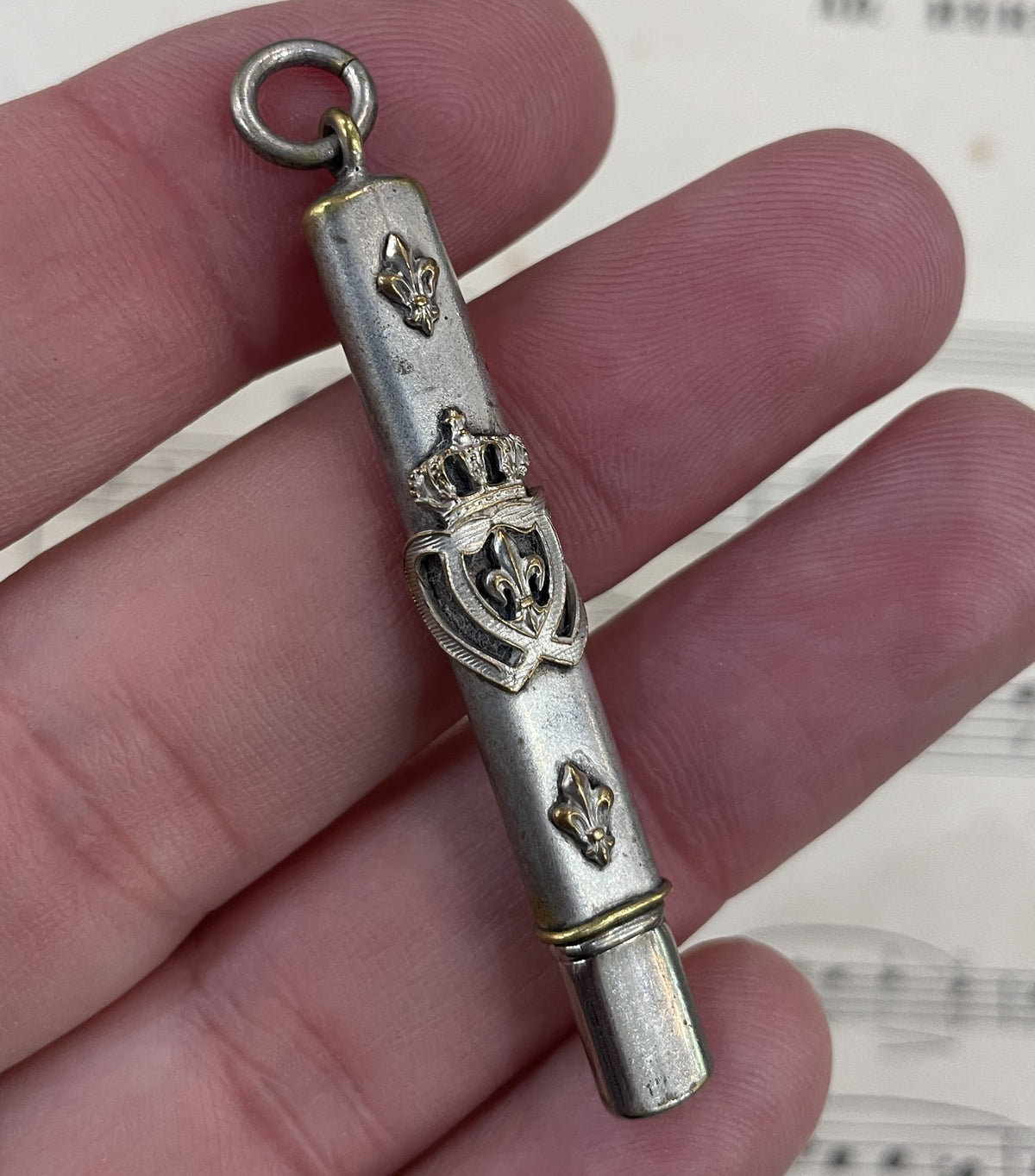 Antique French Art Nouveau Silver Plated Pencil Fleur de Lys 1920