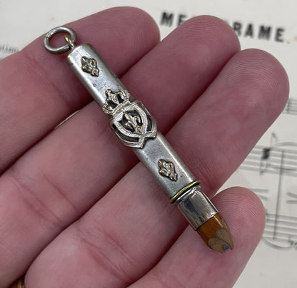 Antique French Art Nouveau Silver Plated Pencil Fleur de Lys 1920