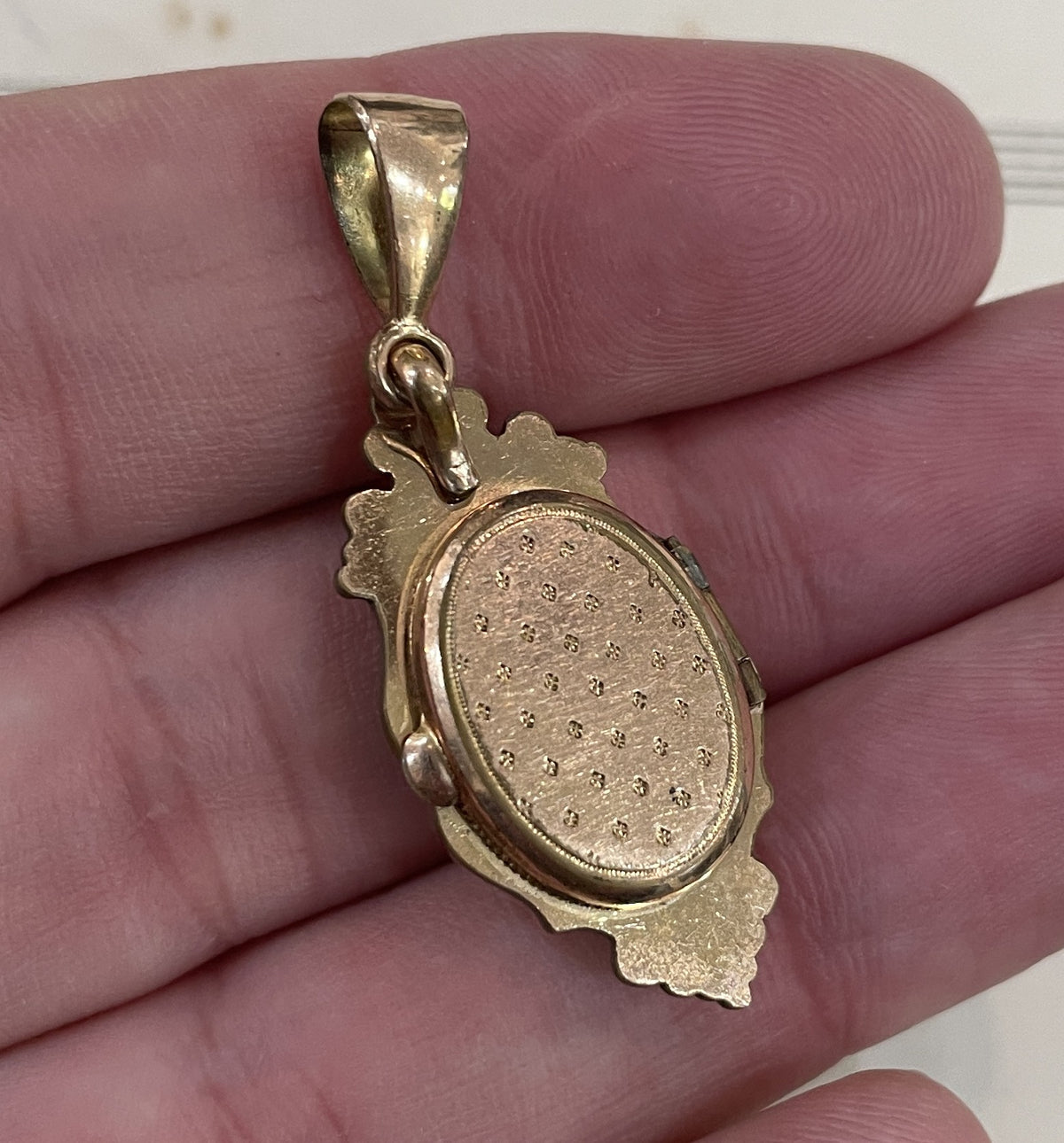 Antique French Art Nouveau Rose Gold Plated Locket Pendant Flower c1900
