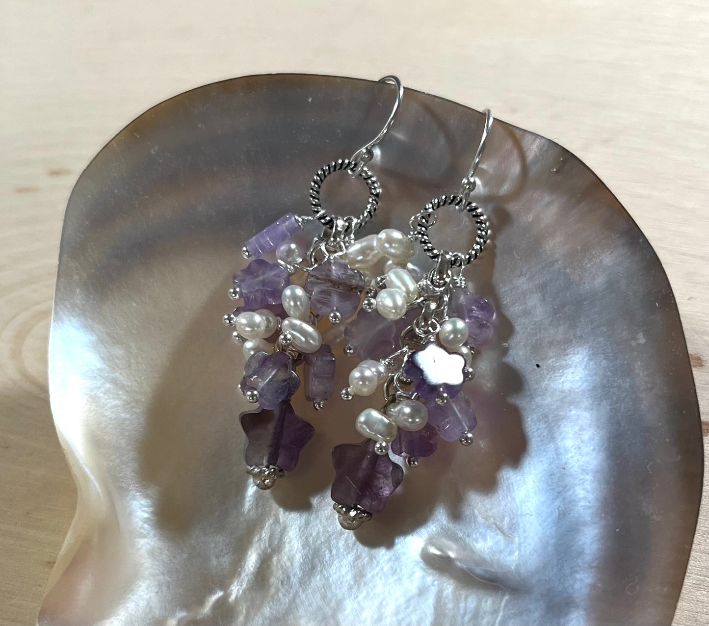 Amethyst Star and blossom gemstone earrings