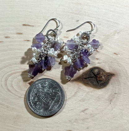Amethyst Star and blossom gemstone earrings