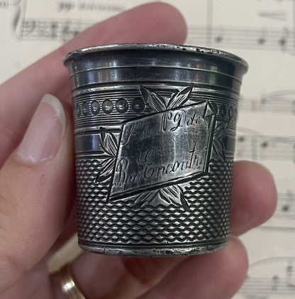 Antique French Silver Plated Cup Souvenir of Notre Dame de Bon Encontre c1920