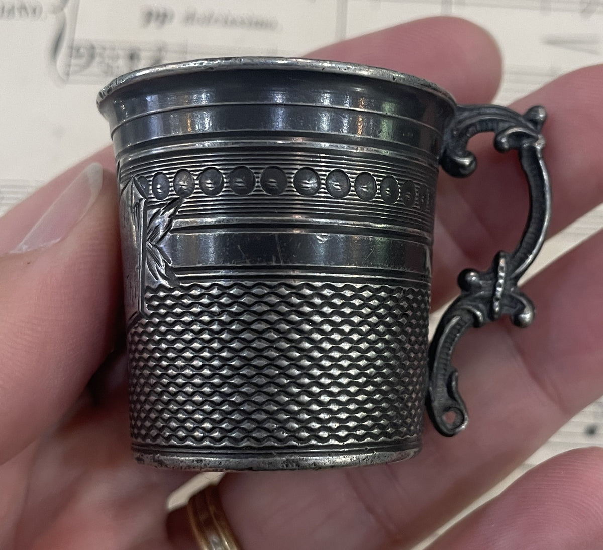 Antique French Silver Plated Cup Souvenir of Notre Dame de Bon Encontre c1920
