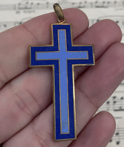 Antique French Enameled Cross c1920