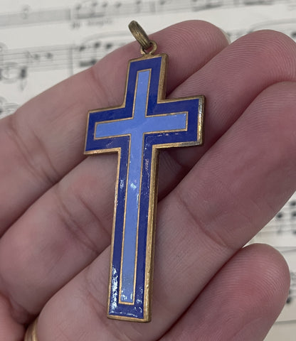 Antique French Enameled Cross c1920