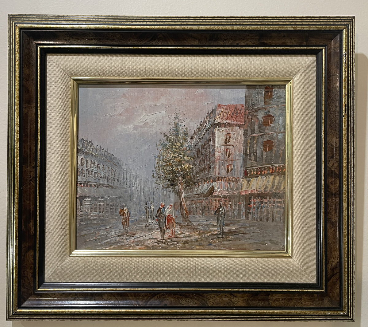 Vintage Oil on Canvas Parisian Street Paris c1960