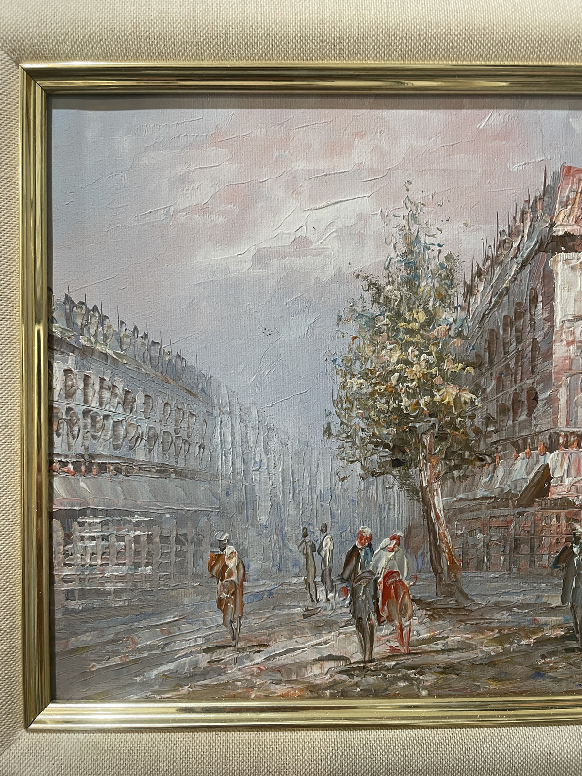 Vintage Oil on Canvas Parisian Street Paris c1960