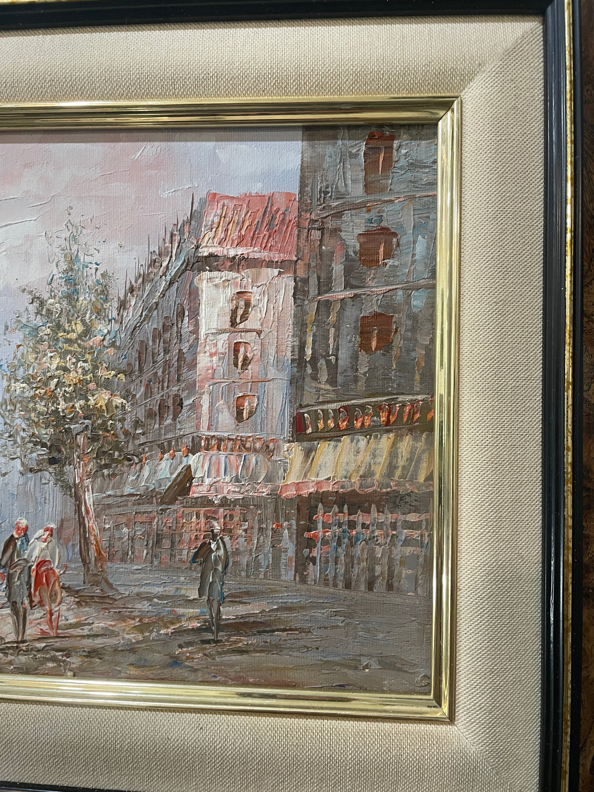 Vintage Oil on Canvas Parisian Street Paris c1960