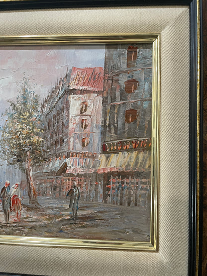 Vintage Oil on Canvas Parisian Street Paris c1960