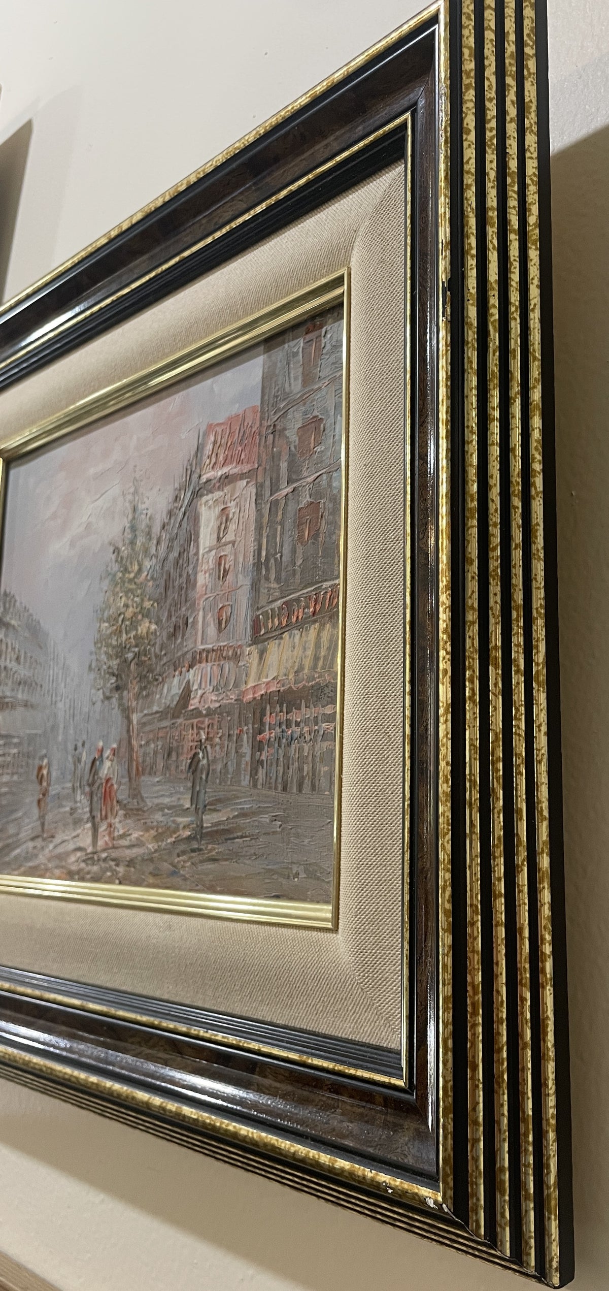 Vintage Oil on Canvas Parisian Street Paris c1960