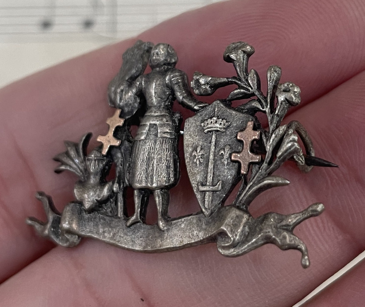 Antique French Art Nouveau Joan of Arc Pin / Brooch c1920