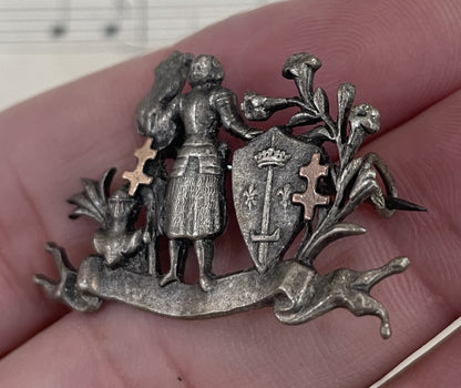 Antique French Art Nouveau Joan of Arc Pin / Brooch c1920