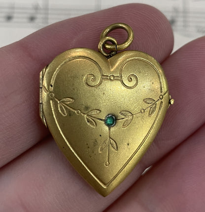 Antique French Art Deco Locket Pendant Heart c1930