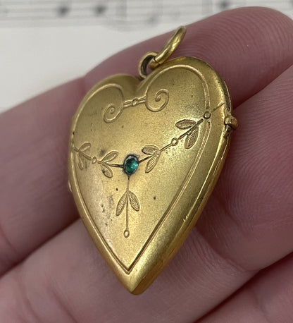 Antique French Art Deco Locket Pendant Heart c1930